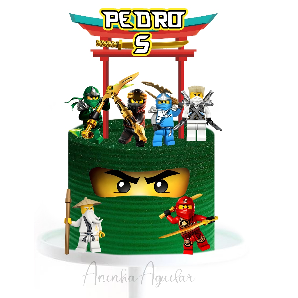 Topo De Bolo Ninjago Personalizado APÓS A COMPRA NOS INFORMAR NOME E IDADE PARA A CONFECÇÃO DO MESMO ESPERAMOS NO MÁXIMO 1 HORA - FAZEMOS QUALQUER TEMA -Festa Aniversário Mesversário Doce Bolo Bola Desenho Filme Música Doce Confeitaria