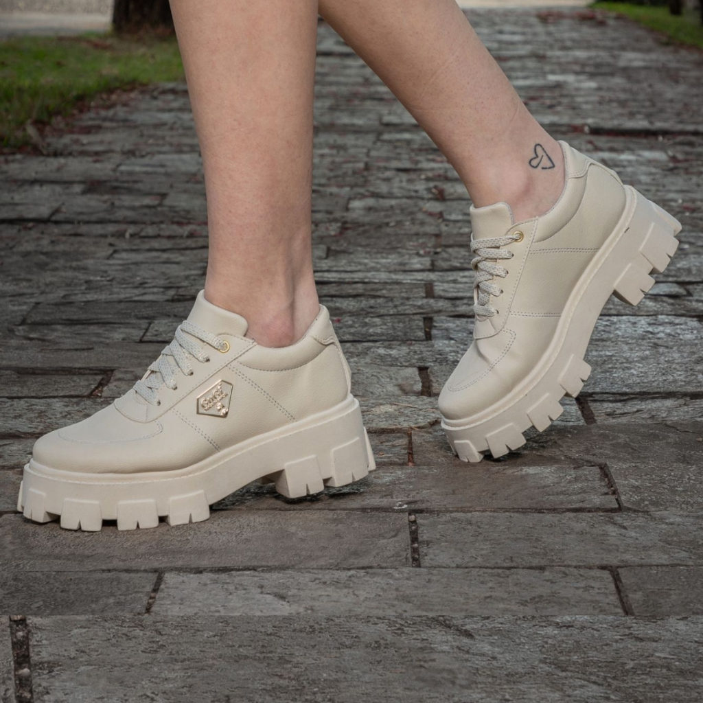 Oxford Blogueira Tratorado Feminino GuGi 404-GG Sapato Plataforma De Amarrar