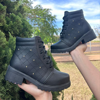 Coturno Bota Feminina Moderna Salto Baixo Bloco Confortável Blogueira em Oferta na Shopee