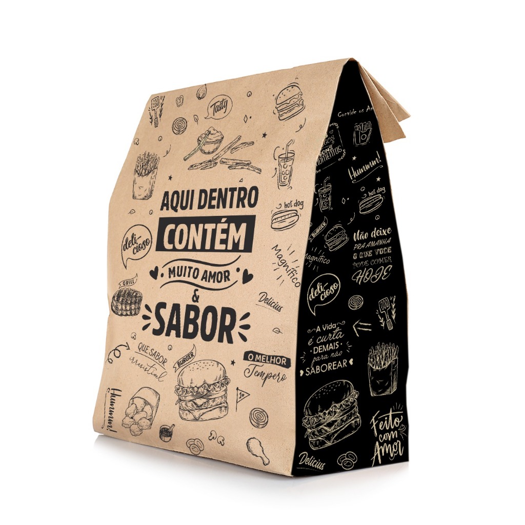 Saco Para Delivery Kraft SOS Com 50 Unidades Tamanho P Pardo em Oferta na Shopee