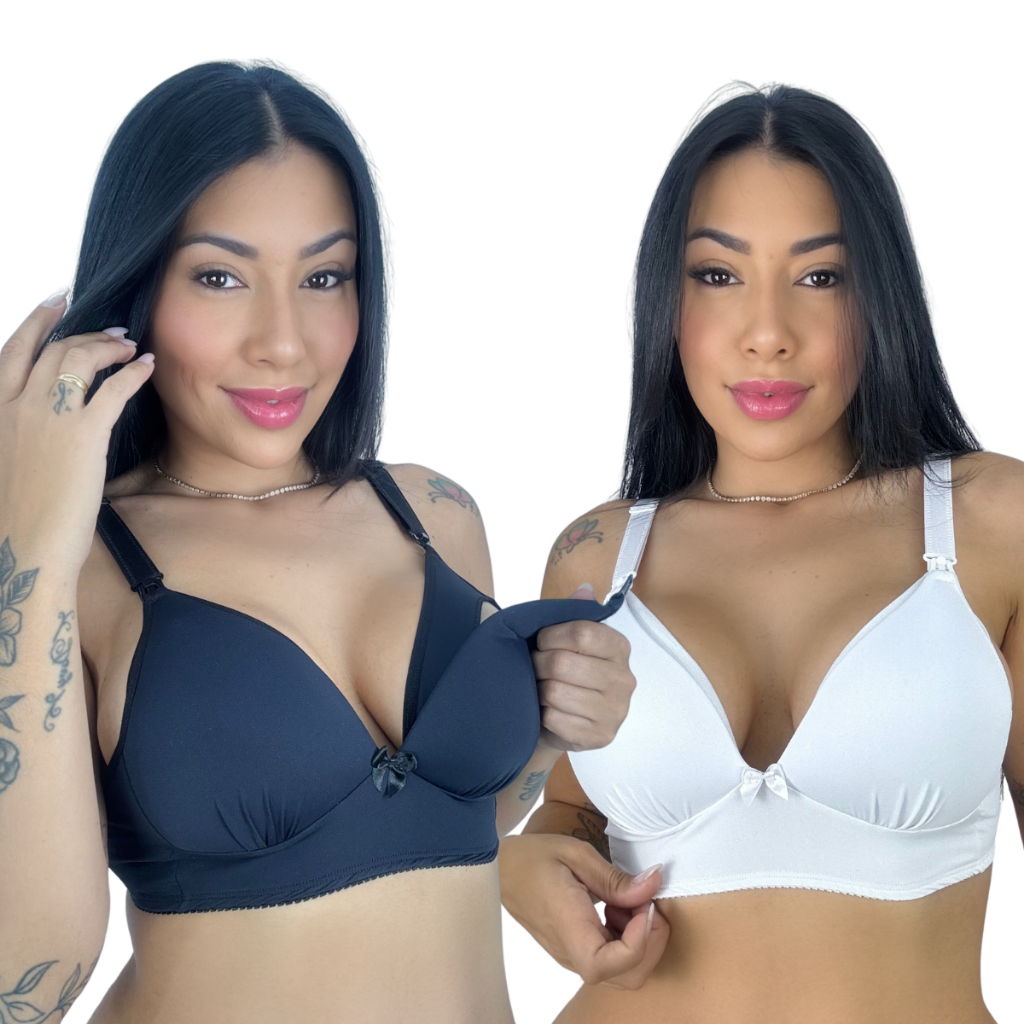 KIT C/2 Sutiã Amamentação com Bojo Reforçado Micro Kelly em Oferta na Shopee