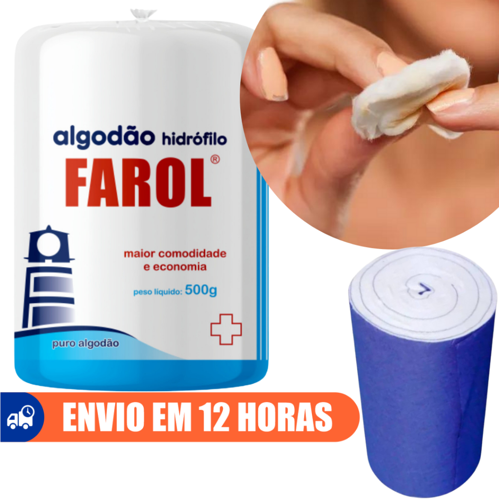 Algodão Hidrófilo Em Rolo 500g Cosméticos Manicure Médico