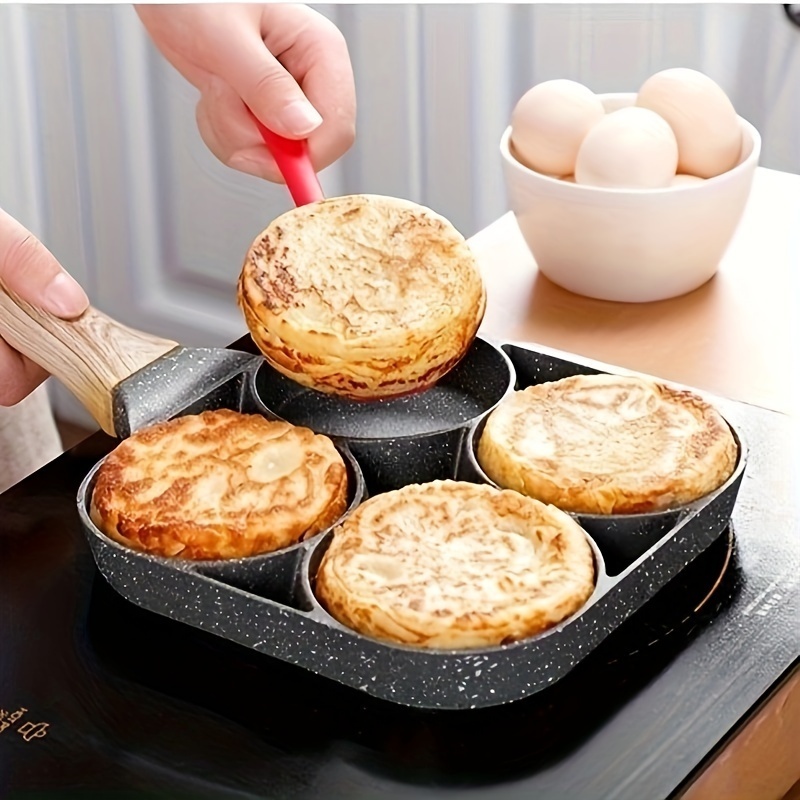 Frigideira Multifuncional Antiaderente 4 em 1 Ovos Hambúrguer Omelete Com Alça De Madeira em Oferta na Shopee