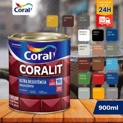 Coralit Esmalte Sintético Madeira e Metais Preto várias cores 900ml - Coral