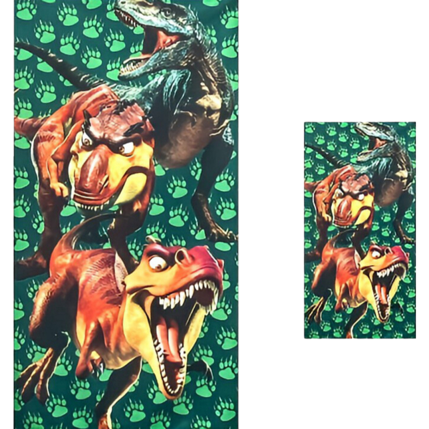 Toalha de Banho Dinossauro - Kit Toalha Banho + Rosto infantil felpuda Dinossauros - Ótima Qualidade