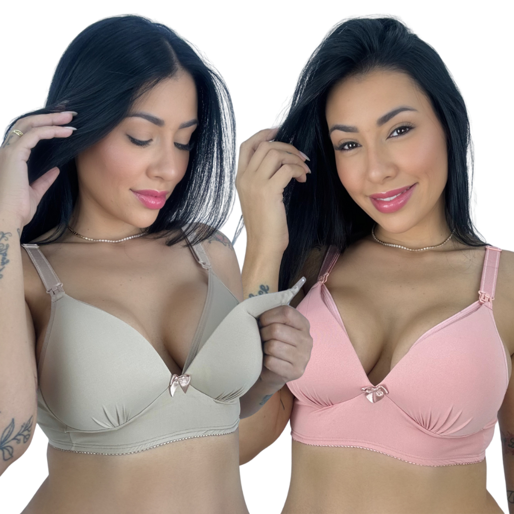 KIT C/2 Sutiã Amamentação com Bojo todo em Micro Reforçado Kelly em Oferta na Shopee