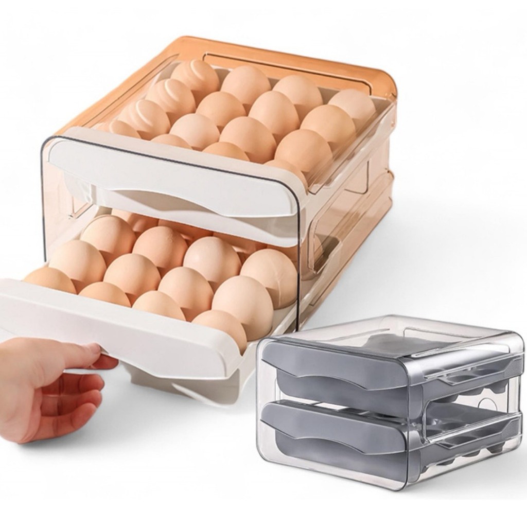 Gaveteiro Para 40 Ovos Duplo Organizador Geladeira Acrílico