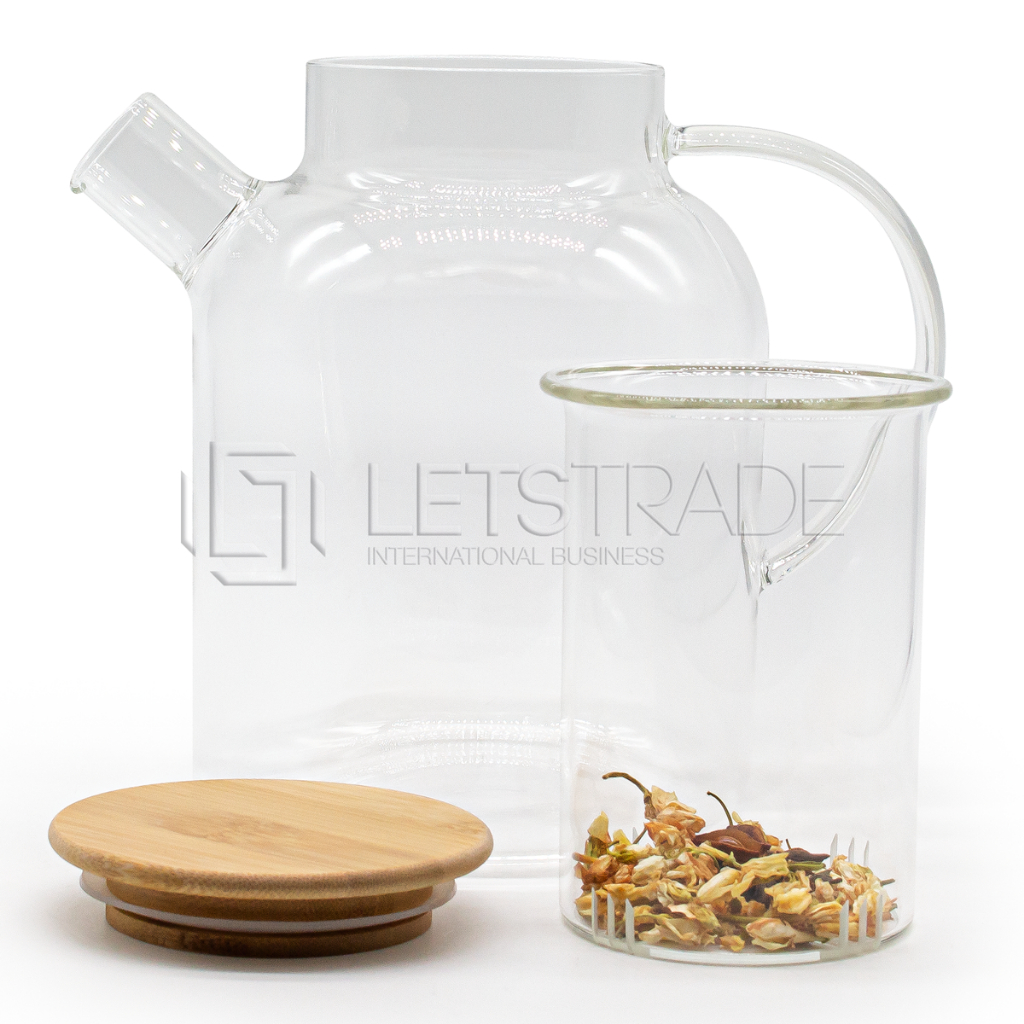 Chaleira 1800ml Vidro Borossilicato Infusor Borossilicato Chá Detox