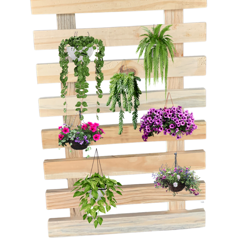 Painel Suporte Estante Organizadora Floreira de Treliça Madeira Pinus Jardim Vertical Para Vaso Flor
