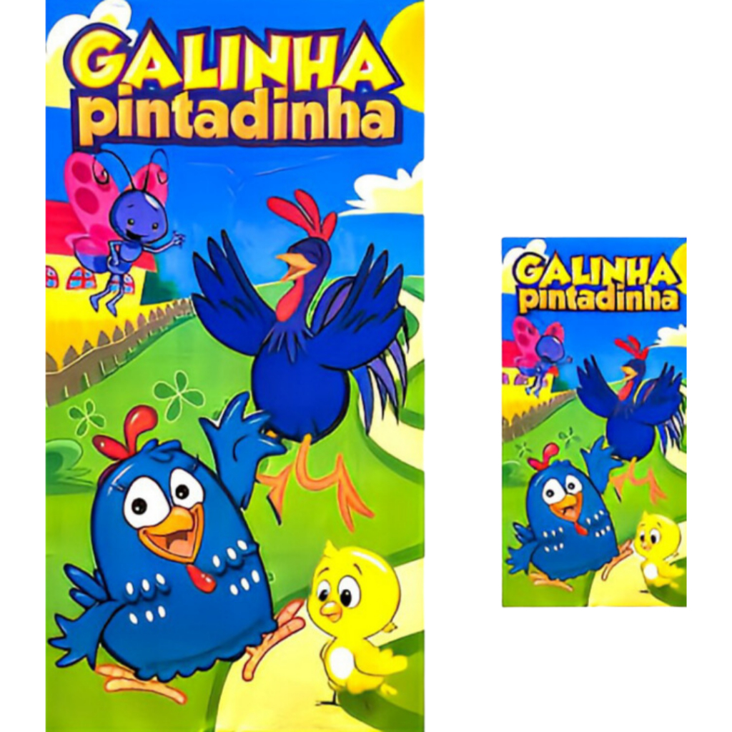 Toalha de Banho Galinha Pintadinha - Kit Toalha de Banho + Rosto infantil felpuda Galinha Pintadinha