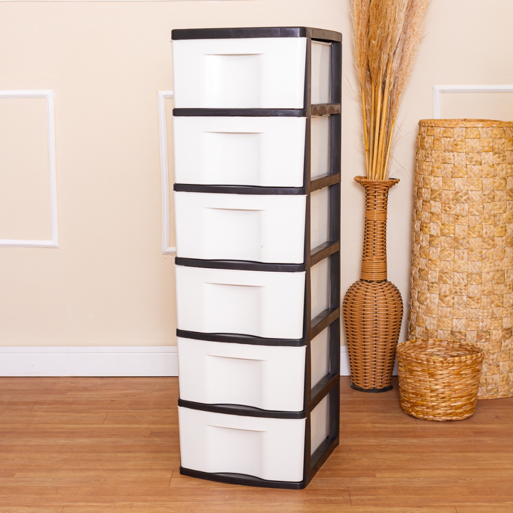 Gaveteiro Cômoda De Chão 3/6 Gavetas Organizador Multiuso Preto e Branco