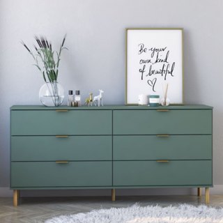 Cômoda Ditália 6 Gavetas DM-243 Verde Oliva em Oferta na Shopee