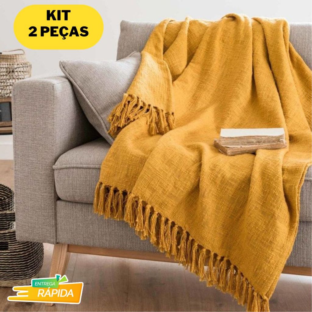Kit 2 Mantas Para Sofá Luxo Gigante 120x210 Tipo Capa De Sofá Protetora
