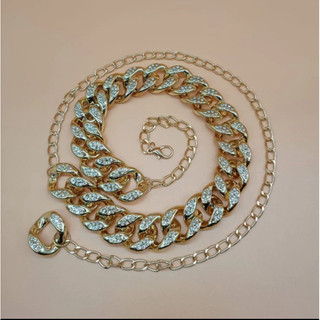 Cinto Feminino Com Corrente Modelo Com Strass Moda strass brilho cinto
