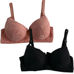 Kit 2 Sutiã Sustentação Plus Size Alça Reforçada Com Bojo De Renda Alça Grossa Conforto Com Aro