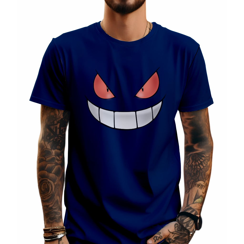 Camiseta Fantasma Sorriso Poliéster Estampa total Gola redonda Manga curta