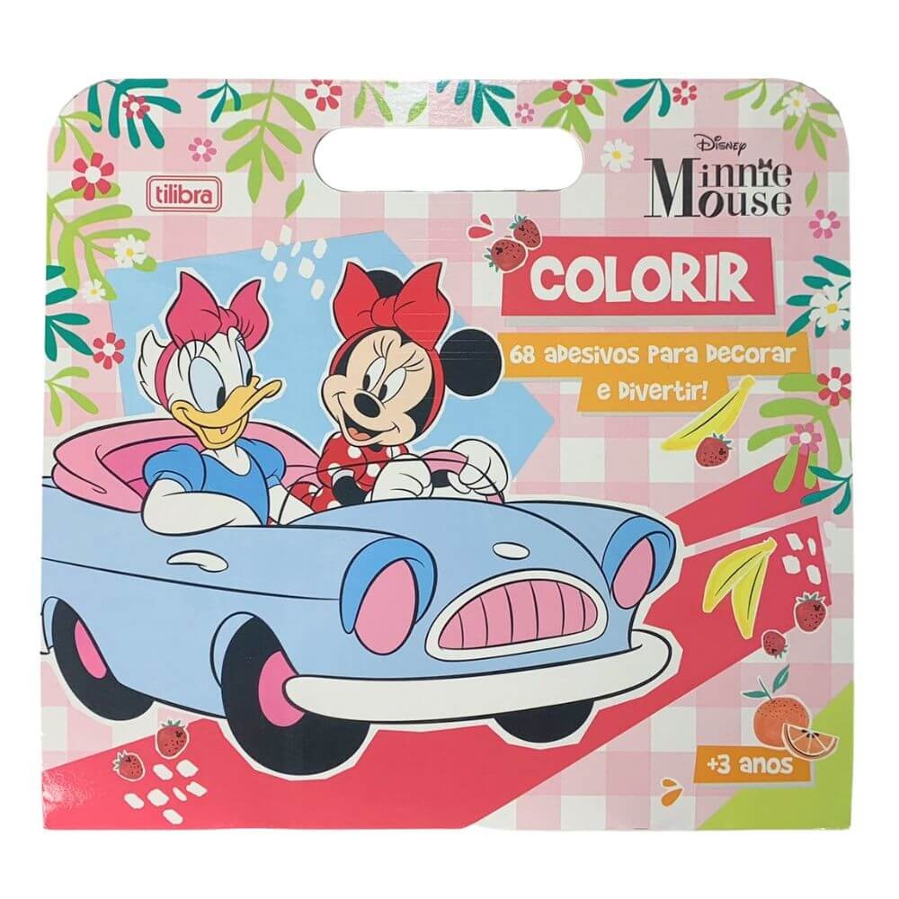 Maleta Para Colorir com Adesivos Minnie Mouse - Tilibra | Livro de Colorir (Raptor, Maria Clara e JP, Unicórnio, Princesas Disney, Mickey, Homem Aranha)