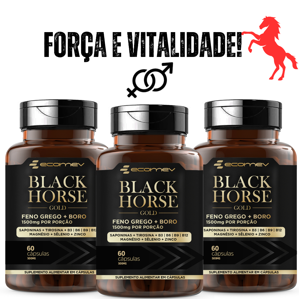 3Un Feno Grego + Boro + Saponinas Pura 1000Mg Dose Máxima 180Cáps - Black Horse