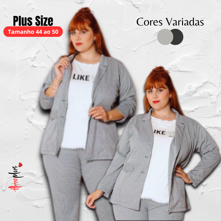 Blazer Casaquinho Max Alfaiataria Feminino Jacquard Plus Size M G GG