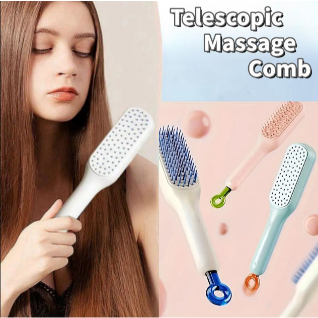 Pente Mágico Retrátil De Limpeza Do Cabelo Sem Danos Antiestático De Massagem Para Cabeleireiro Liso