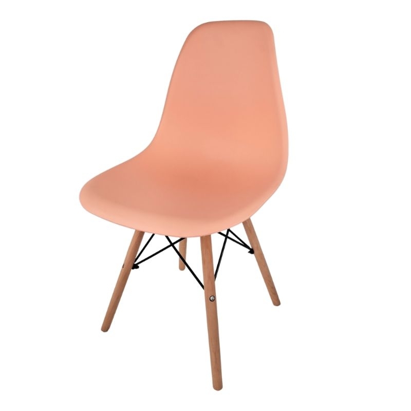 Cadeira Eames Eiffel DSW Base Madeira - Salmão