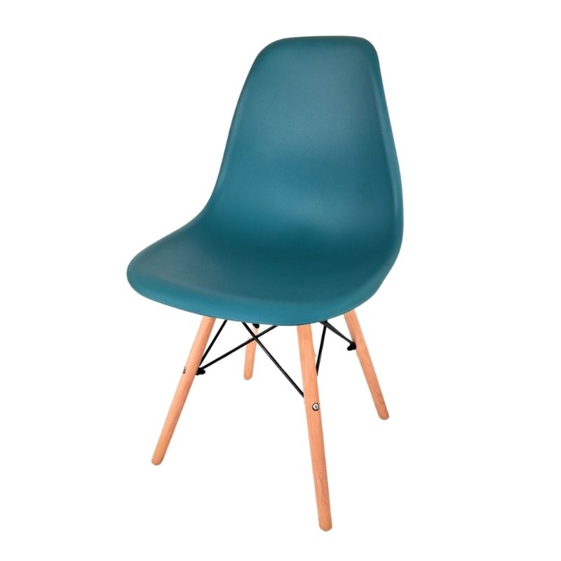 Cadeira Eames Eiffel DSW Base Madeira - Azul Petróleo