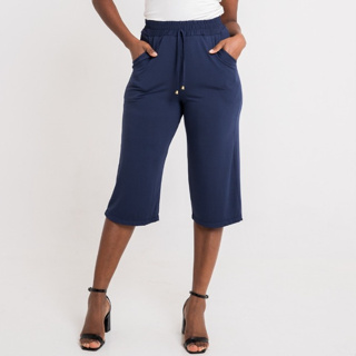 Calça Pantacourt Viscolycra Com Bolso Feminina em Oferta na Shopee