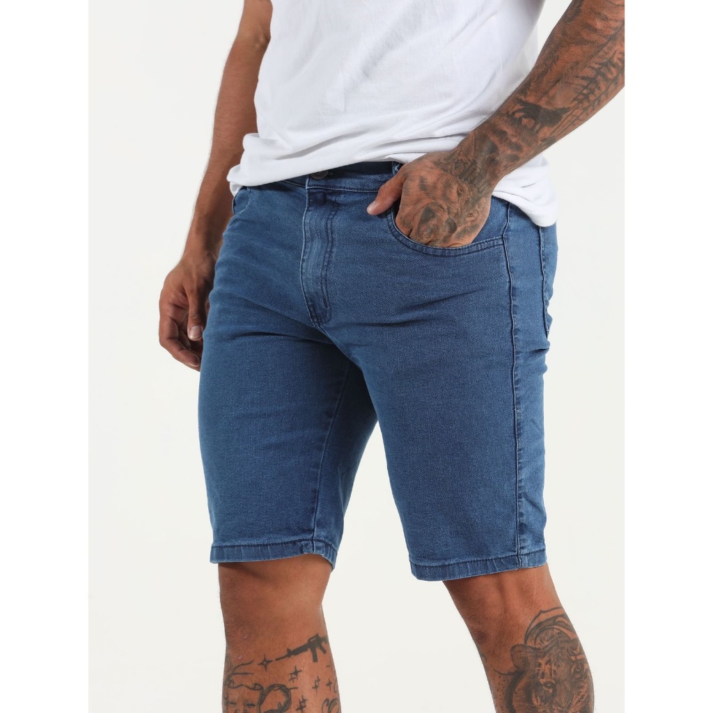 Bermuda Jeans Masculina Skinny Com Super Lycra Linha Premium - Men Clothes
