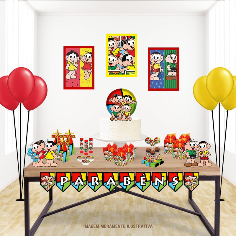 KIT FESTA PRONTA MAGALI DECORAÇÃO SÓ UM BOLINHO PERSONALIZADO ANIVERSÁRIO / MESVERSARIO