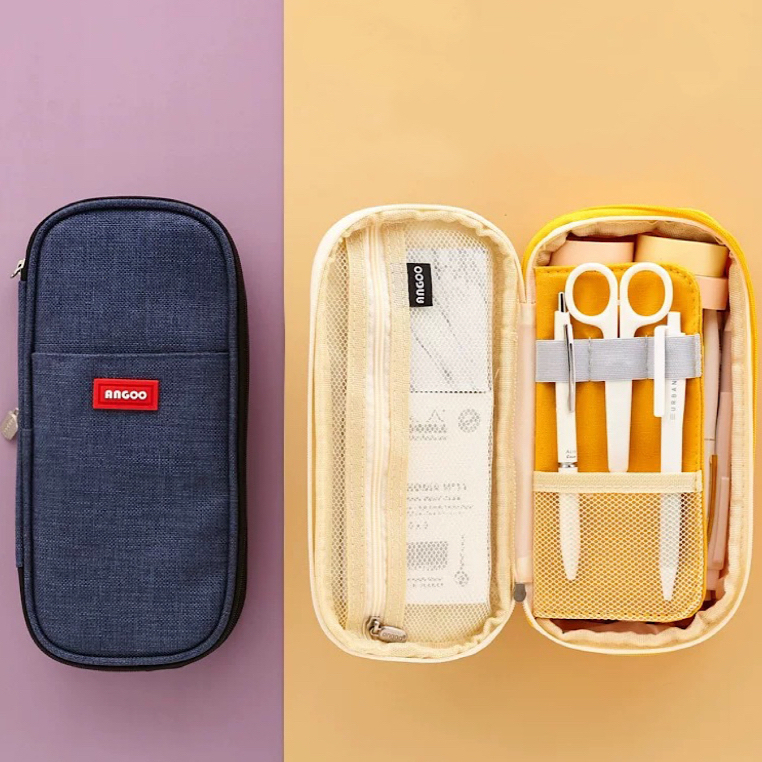 Estojo De Lápis De Tecido De Grande Capacidade Camada /Double Sided Pen Bag Pencil Case/Escolar em Oferta na Shopee