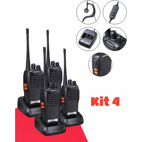 Kit 4 Rádio Comunicador Walk Talk Baofeng 777s com 16 Canais Alcance de 12Km