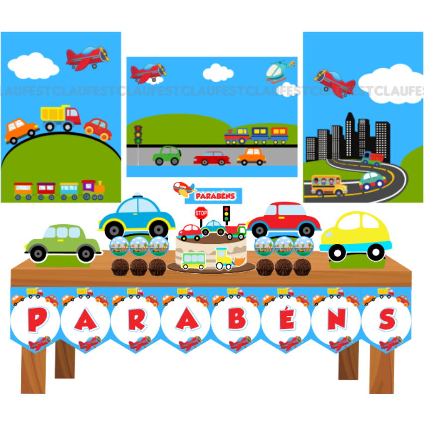 Kit Só um Bolinho - Carrinhos - Festa em Casa - Mesversário em Oferta na Shopee