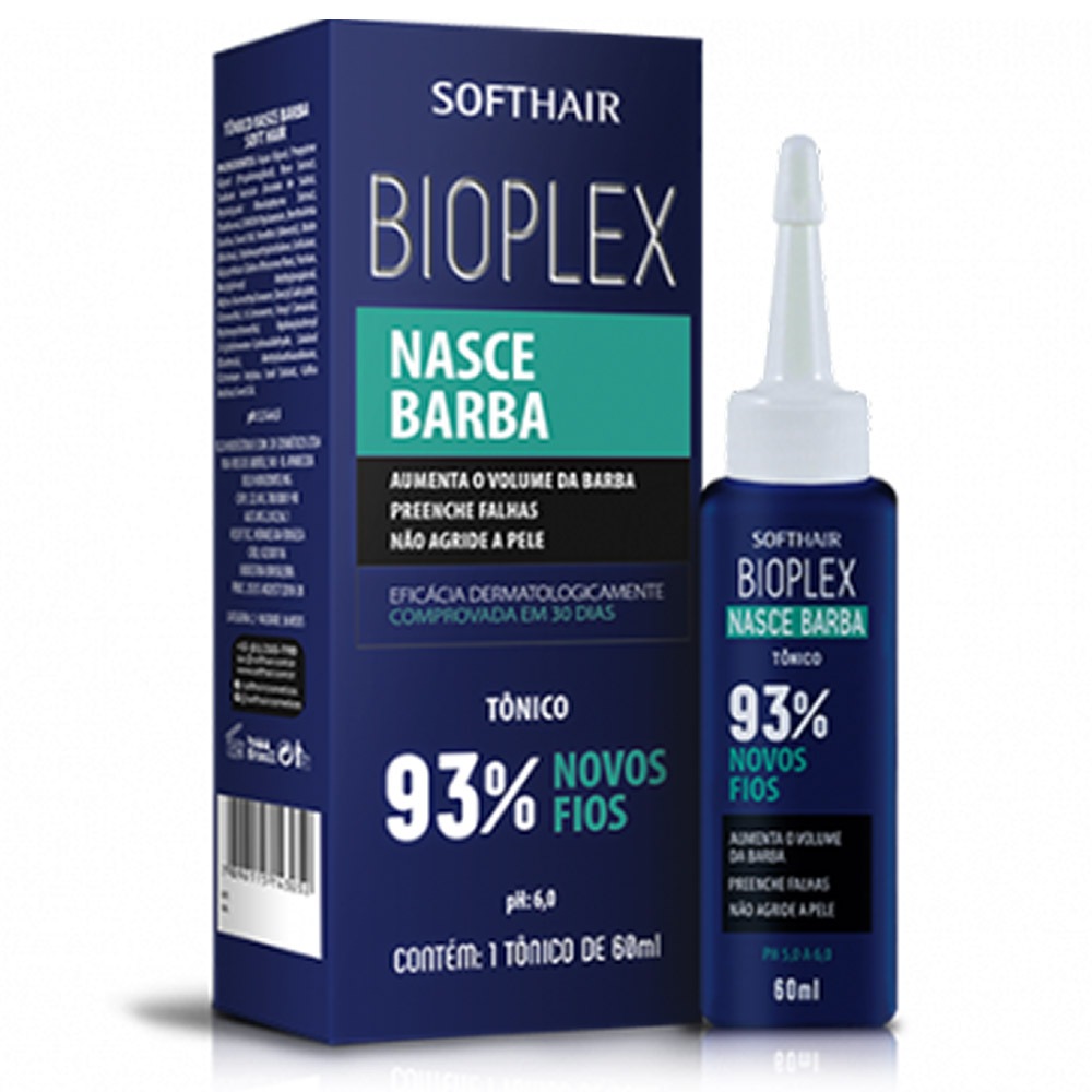 Softhair Bioplex Nasce Barba Tônico 60ml 93% Novos Fios (Para Crescer a Barba)