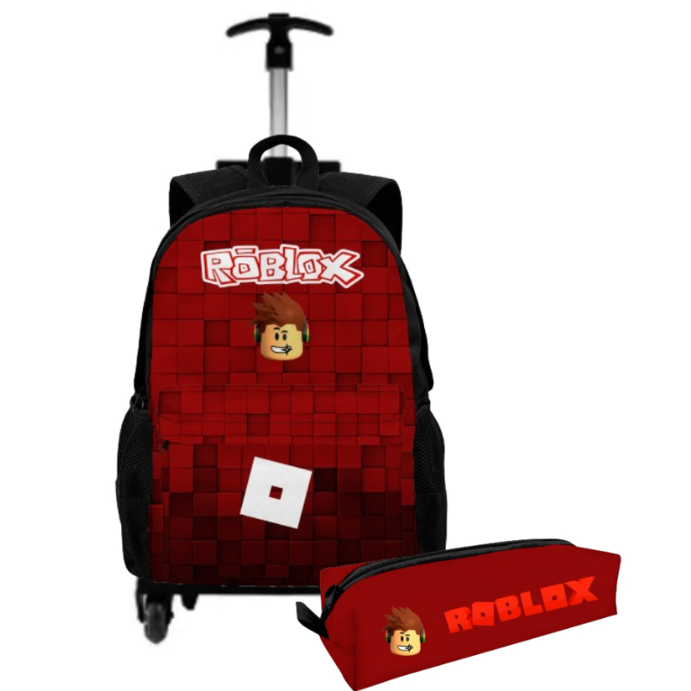 Mochila Bolsa Escolar Roblox Com Rodinha e Estojo Infantil Volta Às Aulas Para Viagens