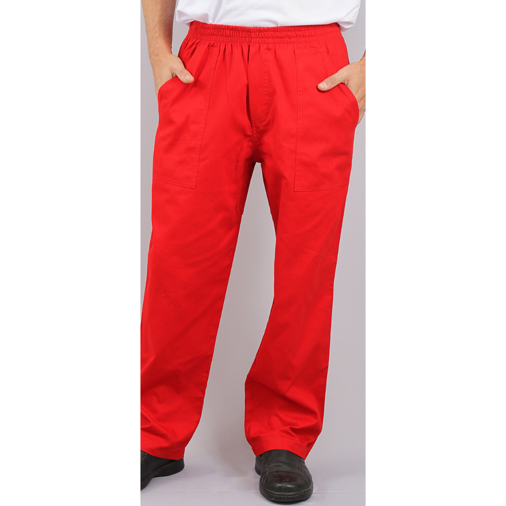 Calça Brim Vermelho Elástico Uniforme