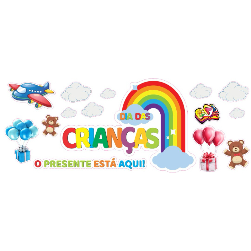 Adesivo para Vitrine Dia das Crianças - 70x25cm Pequeno