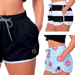 Kit 3 Shorts Feminino Premium com Elástico e Bolsos Moda Praia Casual ou Treino Academia em Oferta na Shopee
