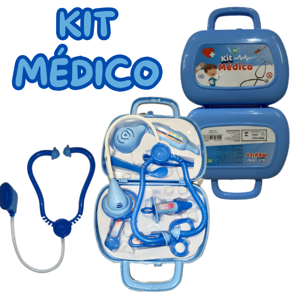 Kit DR MEDICO NA MALETA + Acessorios 8 PÇS Brinquedo MALETINHA MINI INFANTIL Educativo Saúde 19/17CM