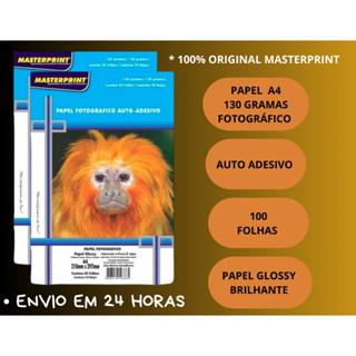 Kit 100 Folhas Papel Fotografico adesivo Foto 130g Glossy À Prova D