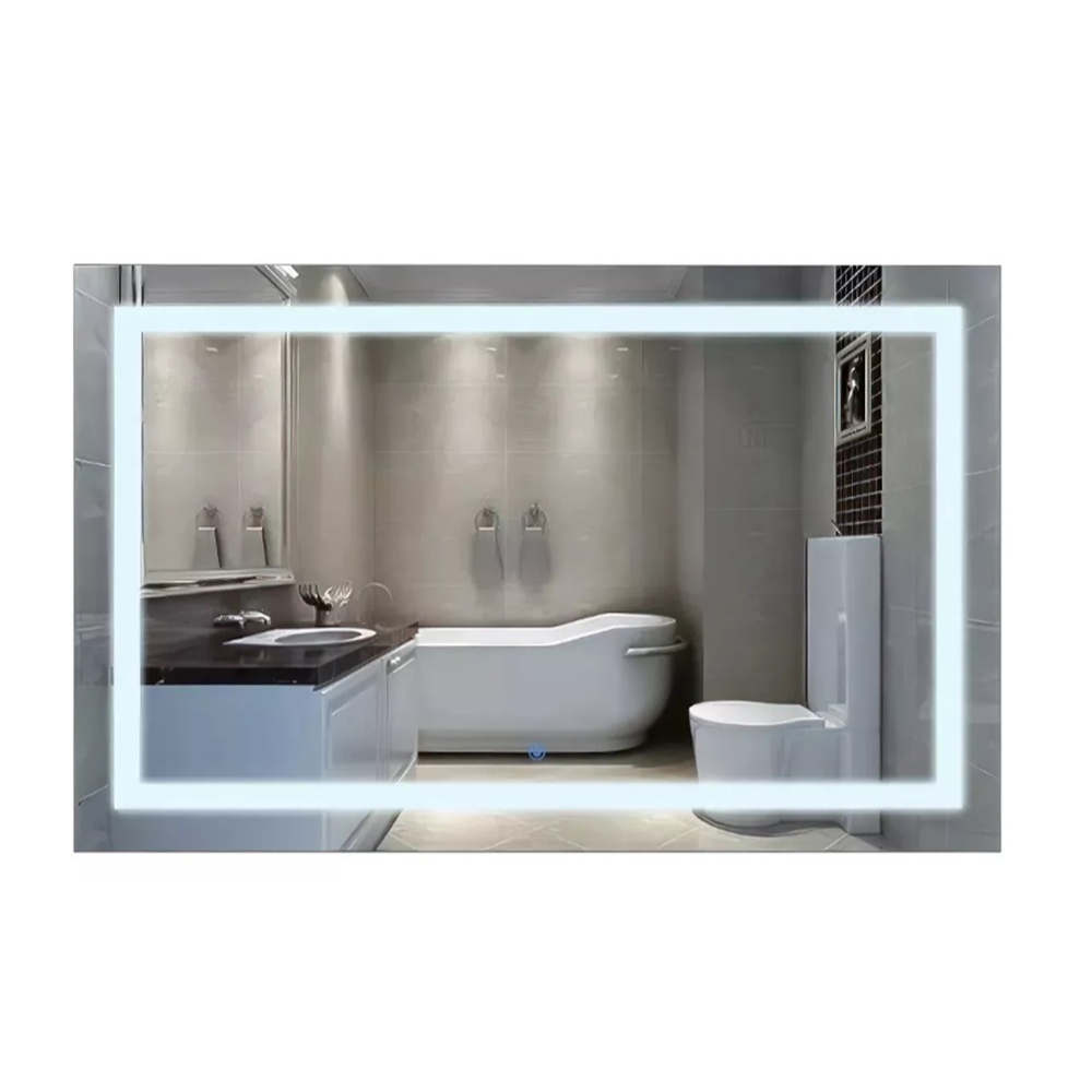 Espelho Jateado Retangular 90x100 Com Iluminação Led Touch