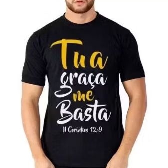 Camiseta Unissex Tua Graça Me Basta Camiseta, feminina e masculina 100% algodão, Moda Evangélica, Cristã, Religião camisa estampada t-shirt Tumblr Promoção Envio Rápido