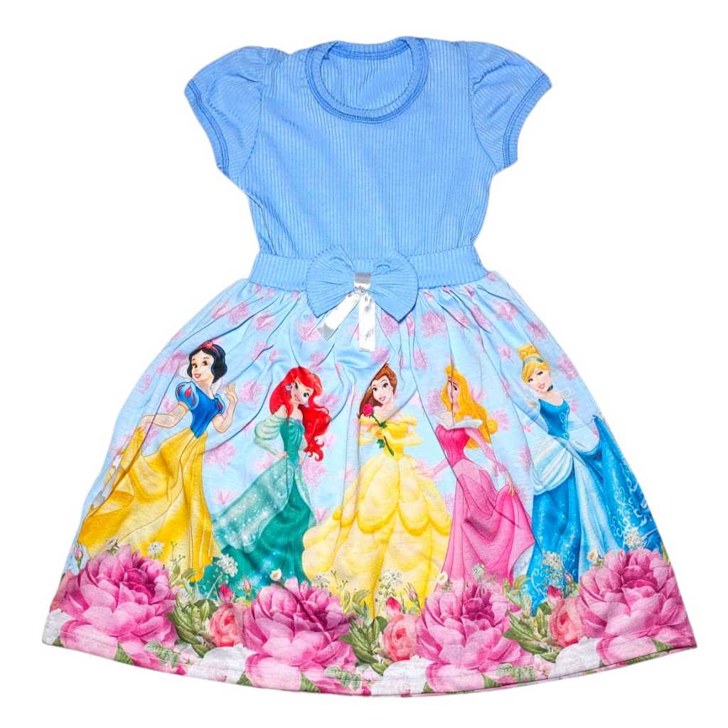 Vestido Festa Casual Manga Curta Infantil menina Prin em Oferta na Shopee