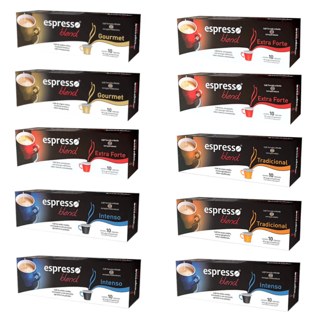 Kit 100 Cápsulas Sortidas de Café 100% Arábica Para Maquina Nespresso Inissia Pixie Essenza Mini