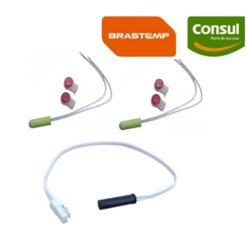 2 Sensor 2,7k + 1 Fusível Térmico compatível para Geladeira Brastemp Consul