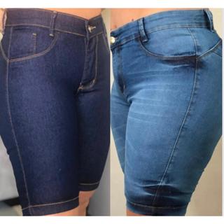 Bermudas Ciclista Jeans Kit 2 Peças Cos Alto Com Modelagem Levanta Bumbum Com Pinça em Oferta na Shopee