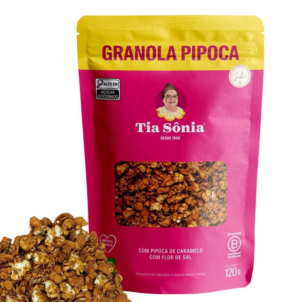 Granola Pipoca Caramelo Doce Leite Flor d Sal 120g Tia Sônia