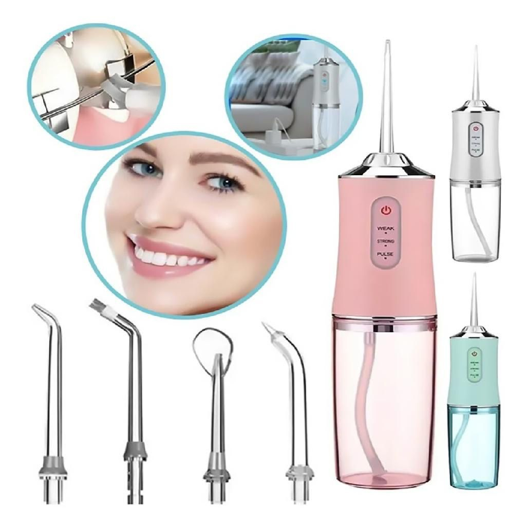 Irrigador Oral Bucal 3 Jatos Portátil Dentes e Gengivas Saudáveis Saúde Bocal Irrigador Recarregável Usb 220ml
