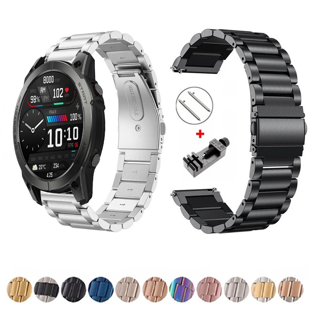 Pulseira de 22mm Metal Elos de aço inox para Zeblaze Stratos 3 de Engate Rapido