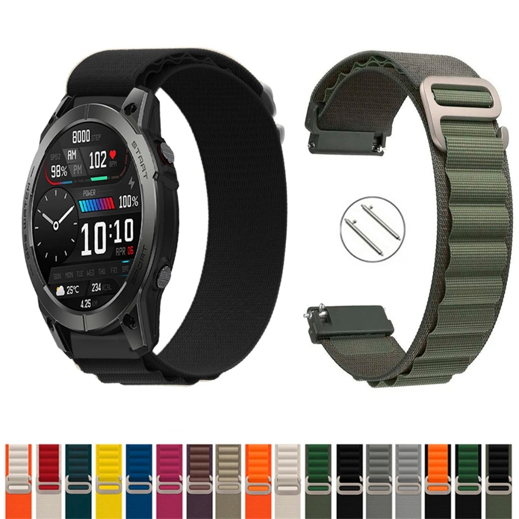 Pulseira 22mm De Nylon Fecho Aço INOX para Zeblaze Stratos 3 Macia Leve compativel Smartwatch pinos Engate Rapido