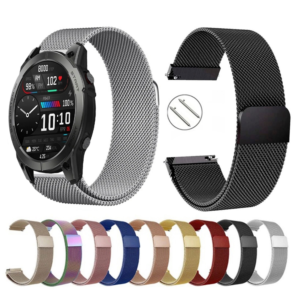 Pulseira de 22mm milanesa aço inox para Zeblaze Stratos 3 de Engate Rapido